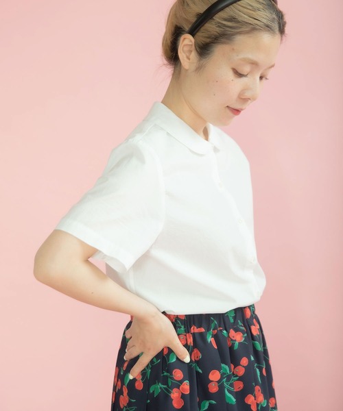 CHILD WOMAN(チャイルドウーマン)の「100/2ブロード・ローンドット 丸襟半袖ブラウス(シャツ/ブラウス・レディース・ホワイト/ドット/ピンク/ブルー・FREE)」の21枚目の写真