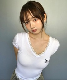 MUCENT（ムセント）の「◇MUCENT◇ブランド直輸入正規品 SUNNIOR LACE V-NECK HALF T サニアレースVネック半袖Tシャツ（Tシャツ/カットソー）」