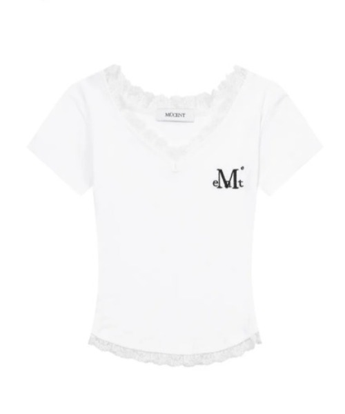 MUCENT（ムセント）の「◇MUCENT◇ブランド直輸入正規品/SUNNIOR LACE V-NECK HALF T サニアレースVネック半袖Tシャツ（Tシャツ/カットソー・レディース・アイボリー/ブラック/グレー・FREE）」の13枚目の写真