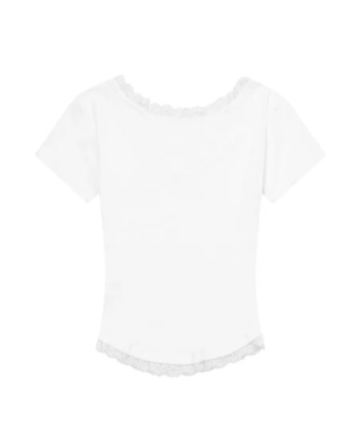 MUCENT（ムセント）の「◇MUCENT◇ブランド直輸入正規品/SUNNIOR LACE V-NECK HALF T サニアレースVネック半袖Tシャツ（Tシャツ/カットソー・レディース・アイボリー/ブラック/グレー・FREE）」の14枚目の写真