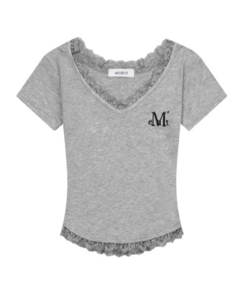 MUCENT（ムセント）の「◇MUCENT◇ブランド直輸入正規品/SUNNIOR LACE V-NECK HALF T サニアレースVネック半袖Tシャツ（Tシャツ/カットソー・レディース・アイボリー/ブラック/グレー・FREE）」の17枚目の写真