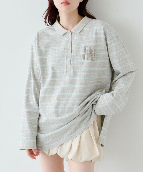 Kastane（カスタネ）の「サガラボーダーポロ（パーカー・レディース・ブラック/サックスブルー/アイボリー/ピンク・FREE）」の3枚目の写真