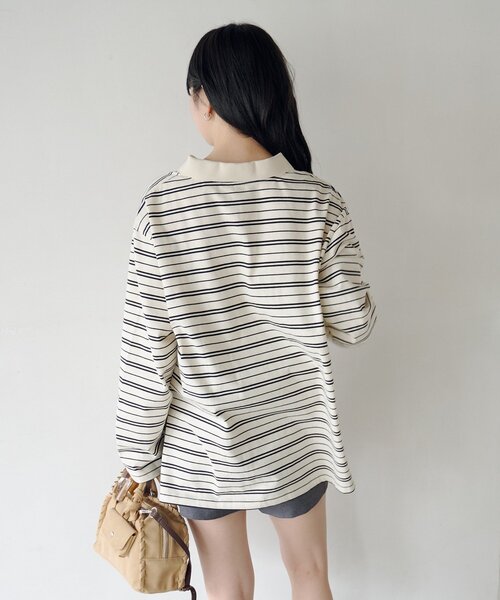 Kastane（カスタネ）の「サガラボーダーポロ（パーカー・レディース・ブラック/サックスブルー/アイボリー/ピンク・FREE）」の8枚目の写真