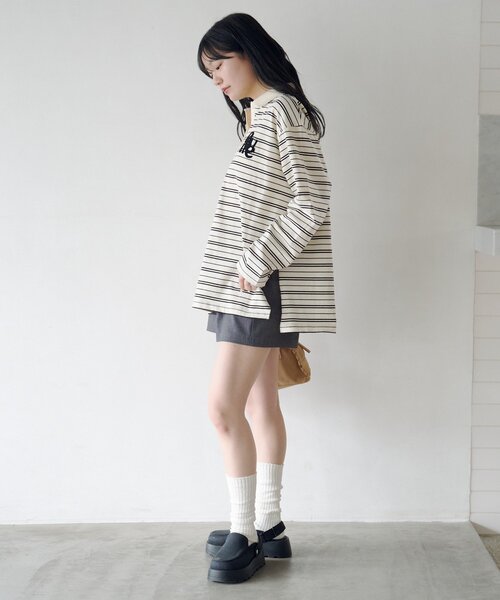 Kastane（カスタネ）の「サガラボーダーポロ（パーカー・レディース・ブラック/サックスブルー/アイボリー/ピンク・FREE）」の11枚目の写真