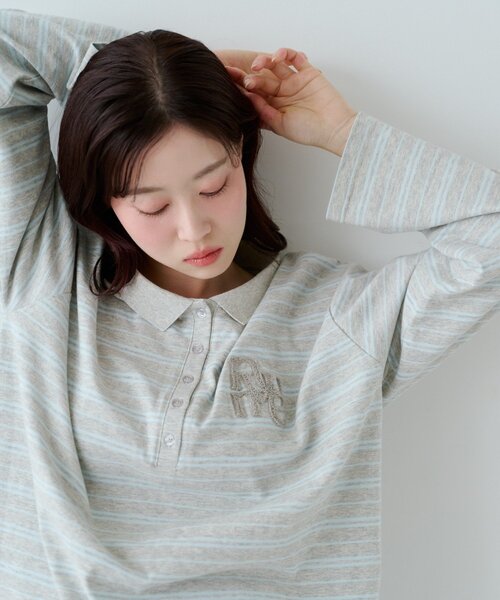 Kastane（カスタネ）の「サガラボーダーポロ（パーカー・レディース・ブラック/サックスブルー/アイボリー/ピンク・FREE）」の12枚目の写真