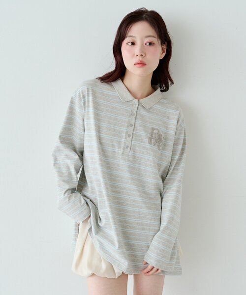 Kastane（カスタネ）の「サガラボーダーポロ（パーカー・レディース・ブラック/サックスブルー/アイボリー/ピンク・FREE）」の14枚目の写真