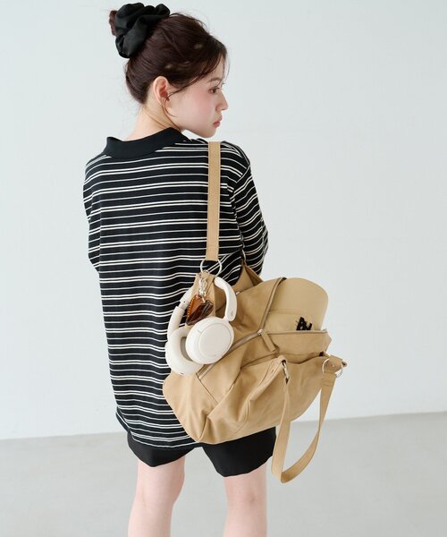 Kastane（カスタネ）の「サガラボーダーポロ（ポロシャツ・レディース・ブラック/サックスブルー/アイボリー/ピンク・FREE）」の7枚目の写真