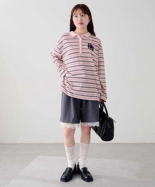 Kastane（カスタネ）の「サガラボーダーポロ（ポロシャツ・レディース・ブラック/サックスブルー/アイボリー/ピンク・FREE）」の13枚目の写真