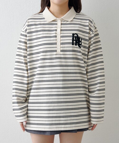 Kastane（カスタネ）の「サガラボーダーポロ（ポロシャツ・レディース・ブラック/サックスブルー/アイボリー/ピンク・FREE）」の16枚目の写真