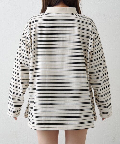 Kastane（カスタネ）の「サガラボーダーポロ（ポロシャツ・レディース・ブラック/サックスブルー/アイボリー/ピンク・FREE）」の18枚目の写真