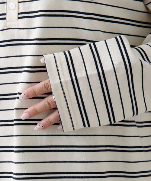 Kastane（カスタネ）の「サガラボーダーポロ（ポロシャツ・レディース・ブラック/サックスブルー/アイボリー/ピンク・FREE）」の21枚目の写真