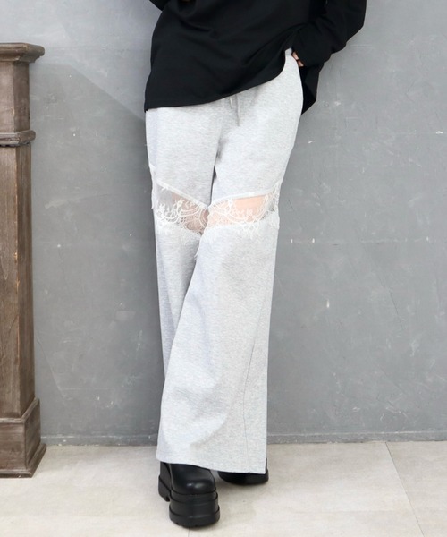 CECIL McBEE(セシルマクビー)の「レース切替スウェットパンツ(スウェットパンツ・レディース・ブラック/グレー・MEDIUM/LARGE)」の5枚目の写真