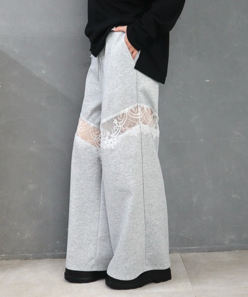 CECIL McBEE(セシルマクビー)の「レース切替スウェットパンツ(スウェットパンツ・レディース・ブラック/グレー・MEDIUM/LARGE)」の6枚目の写真