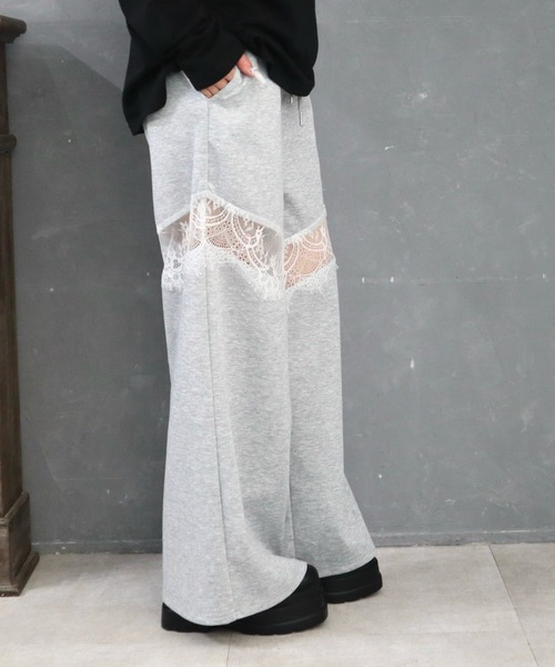CECIL McBEE(セシルマクビー)の「レース切替スウェットパンツ(スウェットパンツ・レディース・ブラック/グレー・MEDIUM/LARGE)」の8枚目の写真