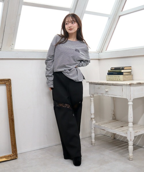 CECIL McBEE(セシルマクビー)の「レース切替スウェットパンツ(スウェットパンツ・レディース・ブラック/グレー・MEDIUM/LARGE)」の9枚目の写真
