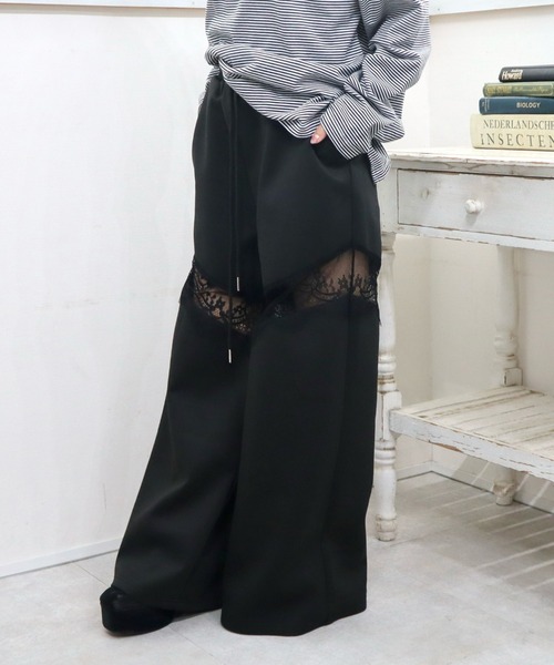 CECIL McBEE(セシルマクビー)の「レース切替スウェットパンツ(スウェットパンツ・レディース・ブラック/グレー・MEDIUM/LARGE)」の11枚目の写真