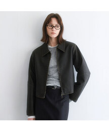 LINE BRUSHED LEATHER CROP JACKET (JK-3068)