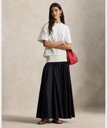 コントラストウエストバンド Aライン スカート