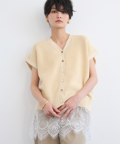 BARNYARDSTORM(バンヤードストーム)の「BARNYARDSTORM / ギマ金ボタンベスト(ベスト・レディース・オフホワイト/ベージュ/チャコールグレー・FREE)」の4枚目の写真