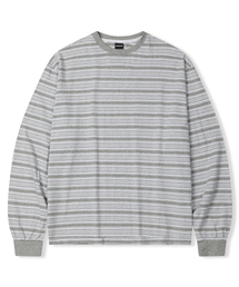 マルチストライプロングスリーブTシャツグレー