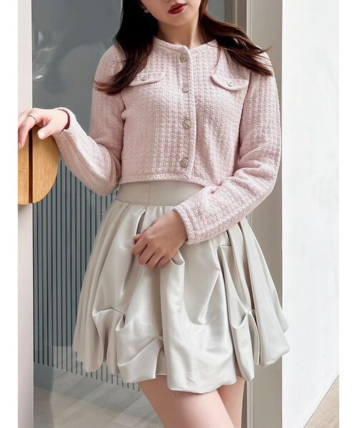 dazzlin（ダズリン）の「スプリングニットジャケット（ノーカラージャケット・レディース・アイボリー/ブルー/ピンク・FREE）」の3枚目の写真