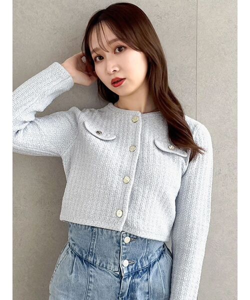 dazzlin（ダズリン）の「スプリングニットジャケット（ノーカラージャケット・レディース・アイボリー/ブルー/ピンク・FREE）」の18枚目の写真