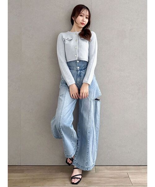 dazzlin（ダズリン）の「スプリングニットジャケット（ノーカラージャケット・レディース・アイボリー/ブルー/ピンク・FREE）」の12枚目の写真