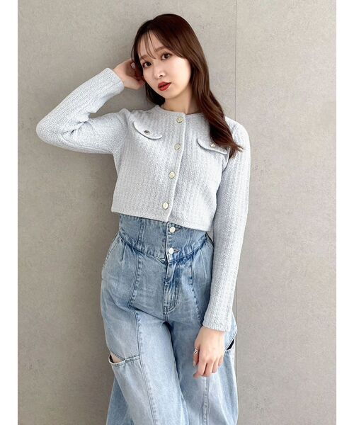 dazzlin（ダズリン）の「スプリングニットジャケット（ノーカラージャケット・レディース・アイボリー/ブルー/ピンク・FREE）」の15枚目の写真