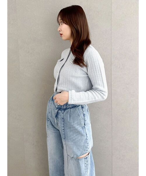 dazzlin（ダズリン）の「スプリングニットジャケット（ノーカラージャケット・レディース・アイボリー/ブルー/ピンク・FREE）」の17枚目の写真