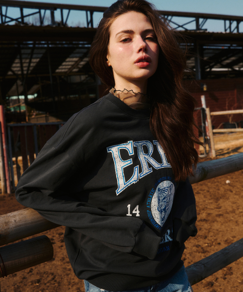 ERER（エルエル）の「Tiger Print Vintage Sweatshirt Charcoal（スウェット・レディース・チャコール・1/2）」の5枚目の写真