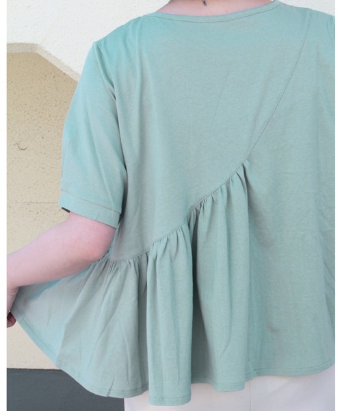 amini（アミニ）の「アシンメトリー ギャザー切り替えカットソー（Tシャツ/カットソー・レディース・ミント/ブラック/オフホワイト・MEDIUM）」の11枚目の写真