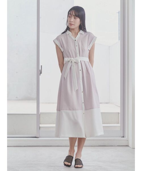 TONAL(トーナル)の「マルチセットバイカラーシャツワンピース(ワンピース・レディース・ブラウン/ライトグレー/ネイビー/オフホワイト・MEDIUM)」の3枚目の写真