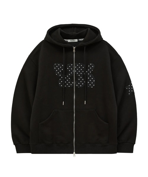 WaiKei（ワイケイ）の「セットアップ着用可能【UNISEX】Wai Kei／アップリケドットジップ（パーカー・レディース・ベージュ/ブラック・LARGE/MEDIUM）」の18枚目の写真