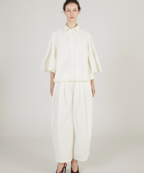 crinkle crinkle crinkle（クリンクルクリンクルクリンクル）の「【crinkle crinkle crinkle】garment dye over tuck pants/ガーメントダイオーバータックパンツ（その他パンツ・レディース・ネイビー/アイボリー・SMALL/MEDIUM）」の15枚目の写真