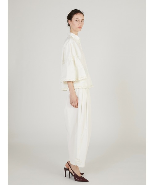 crinkle crinkle crinkle（クリンクルクリンクルクリンクル）の「【crinkle crinkle crinkle】garment dye over tuck pants/ガーメントダイオーバータックパンツ（その他パンツ・レディース・ネイビー/アイボリー・SMALL/MEDIUM）」の14枚目の写真