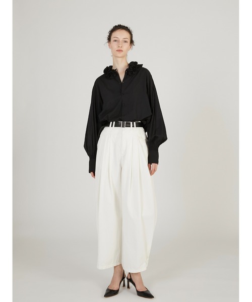 crinkle crinkle crinkle（クリンクルクリンクルクリンクル）の「【crinkle crinkle crinkle】garment dye over tuck pants/ガーメントダイオーバータックパンツ（その他パンツ・レディース・ネイビー/アイボリー・SMALL/MEDIUM）」の7枚目の写真