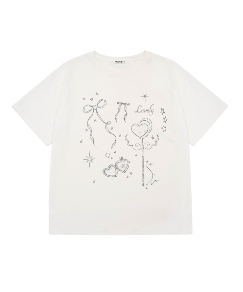 MIHEV(ミヘブ)の「ミユラブリー チャーム オーバーサイズ 半袖Tシャツ ホワイト(Tシャツ/カットソー・レディース・その他・FREE)」の1枚目の写真
