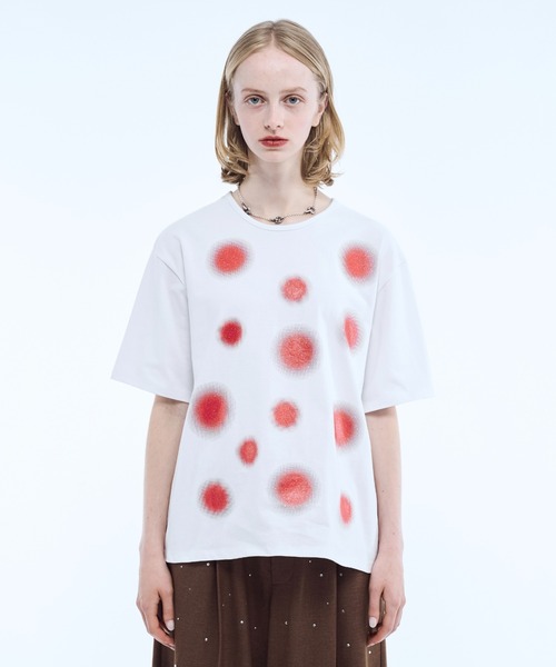 Gradation lame dot print graphic tee / グラデーションラメドット