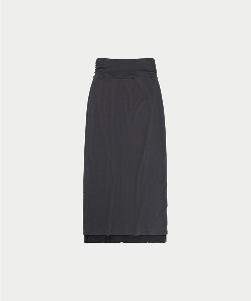 YEARNING（イヤニング）の「DOUBLE LAYERED SHIRRING MAXI SKIRT, CHARCOAL（スカート・レディース・その他・FREE）」の2枚目の写真