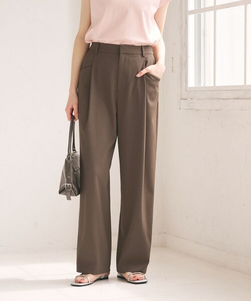 BEAUTY&YOUTH UNITED ARROWS(ビューティーアンドユースユナイテッドアローズ)の「ポリエステルブレンド バックゴム ワイドパンツ ウォッシャブル(その他パンツ・レディース・ベージュ/ブラック/モカ/ダークグレー・M/XS/S)」の1枚目の写真