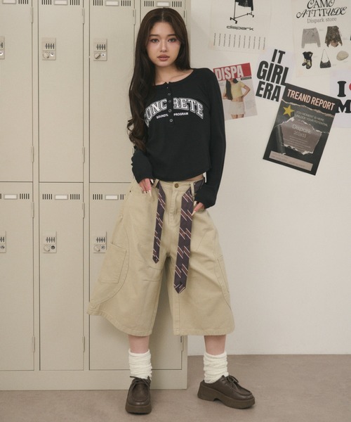 dispark（ディスパーク）の「DISPARK/【26年春新作】ヘンリーネックロゴトップ（Tシャツ/カットソー・レディース・ブラック/チャコール・FREE）」の7枚目の写真