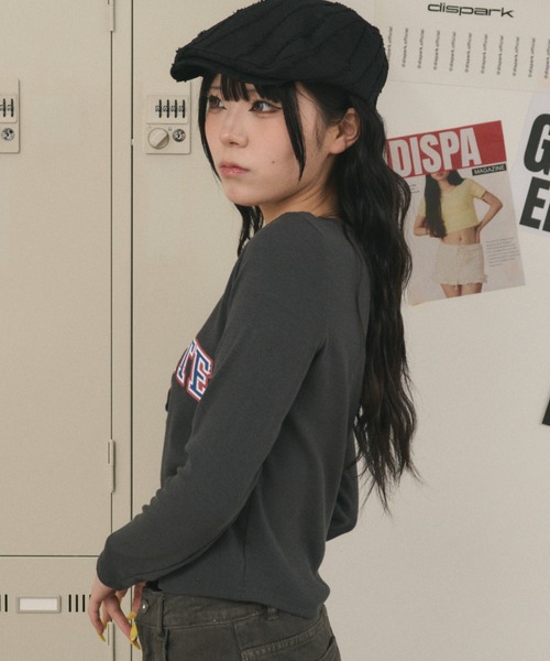 dispark（ディスパーク）の「DISPARK/【26年春新作】ヘンリーネックロゴトップ（Tシャツ/カットソー・レディース・ブラック/チャコール・FREE）」の8枚目の写真