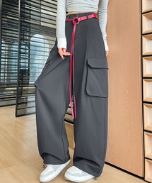 ベルト付きカーゴワイドパンツ