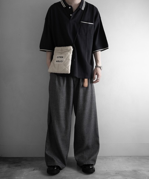 RUUBON(ルーボン)の「【RUUBON】3tuck straight wide pants/スリータック ストレートワイドパンツ(スラックス・メンズ・ブラック/グレー/ブラック系1・L/M/S)」の5枚目の写真