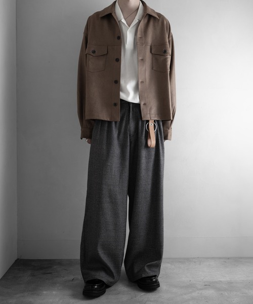 RUUBON(ルーボン)の「【RUUBON】3tuck straight wide pants/スリータック ストレートワイドパンツ(スラックス・メンズ・ブラック/グレー/ブラック系1・L/M/S)」の7枚目の写真