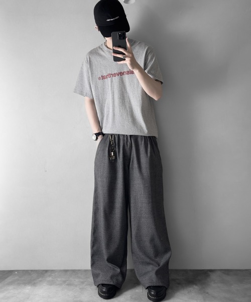 RUUBON(ルーボン)の「【RUUBON】3tuck straight wide pants/スリータック ストレートワイドパンツ(スラックス・メンズ・ブラック/グレー/ブラック系1・L/M/S)」の12枚目の写真
