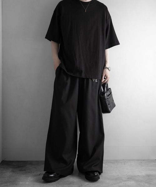 RUUBON(ルーボン)の「【RUUBON】3tuck straight wide pants/スリータック ストレートワイドパンツ(スラックス・メンズ・ブラック/グレー/ブラック系1・L/M/S)」の15枚目の写真