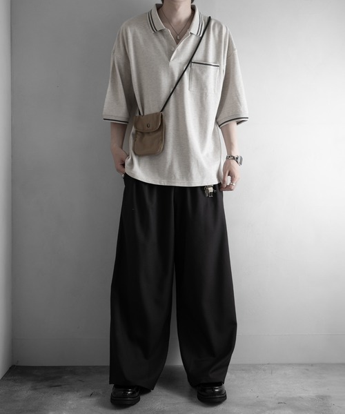 RUUBON(ルーボン)の「【RUUBON】3tuck straight wide pants/スリータック ストレートワイドパンツ(スラックス・メンズ・ブラック/グレー/ブラック系1・L/M/S)」の17枚目の写真