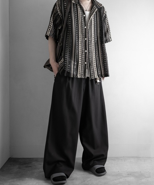 RUUBON(ルーボン)の「【RUUBON】3tuck straight wide pants/スリータック ストレートワイドパンツ(スラックス・メンズ・ブラック/グレー/ブラック系1・L/M/S)」の18枚目の写真