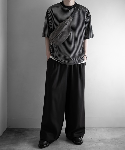 RUUBON(ルーボン)の「【RUUBON】3tuck straight wide pants/スリータック ストレートワイドパンツ(スラックス・メンズ・ブラック/グレー/ブラック系1・L/M/S)」の19枚目の写真